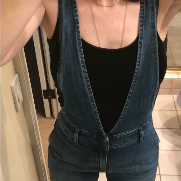 NWT $128 Free People A line overalls in blue - Picture 6 of 8